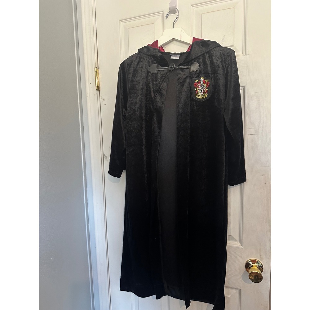 Harry Potter Gryffindor Robe Kids Black Velvet Hooded Costume House Crest Large